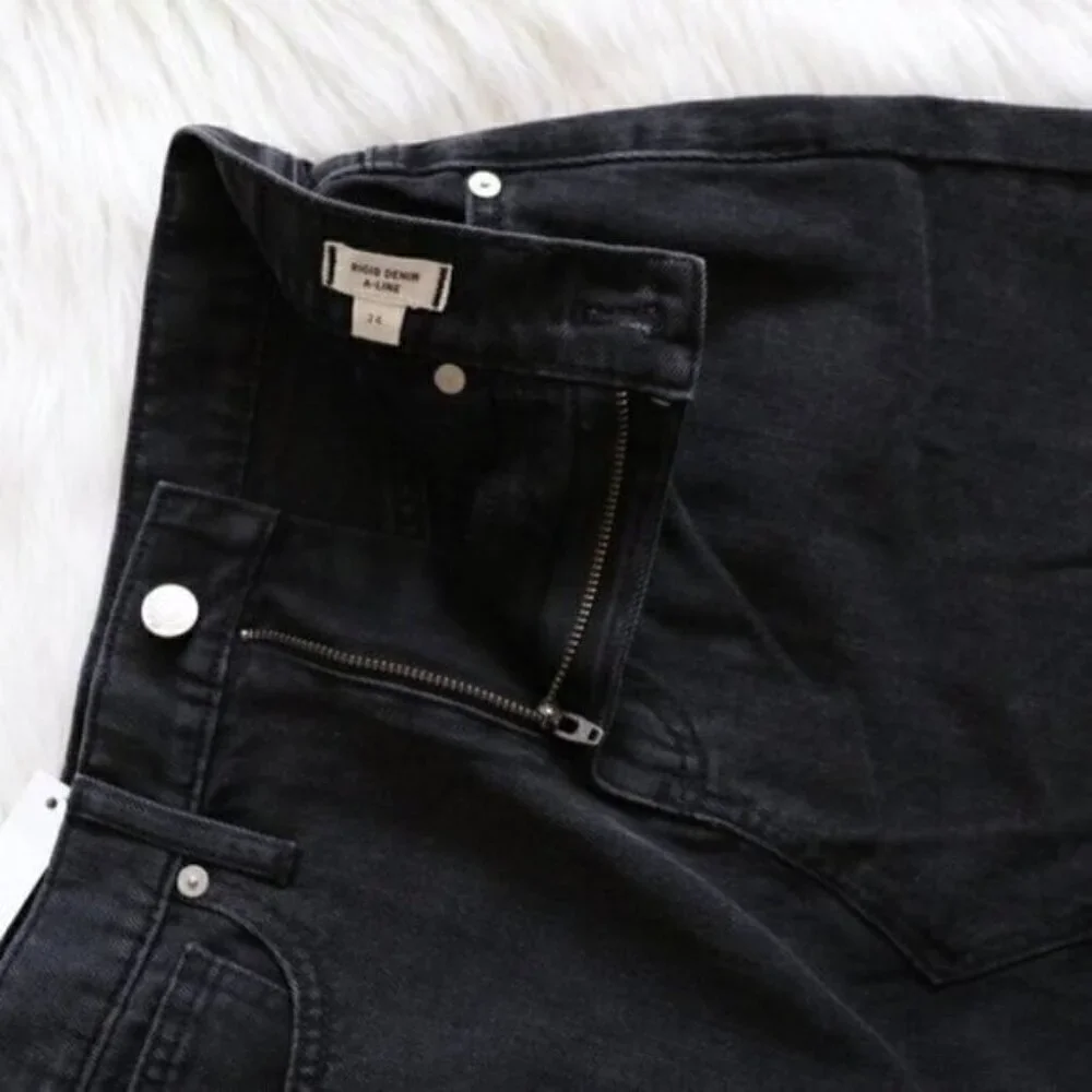 NWT Madewell Black Jean Mini Skirt Size 26 High Rise A Line
